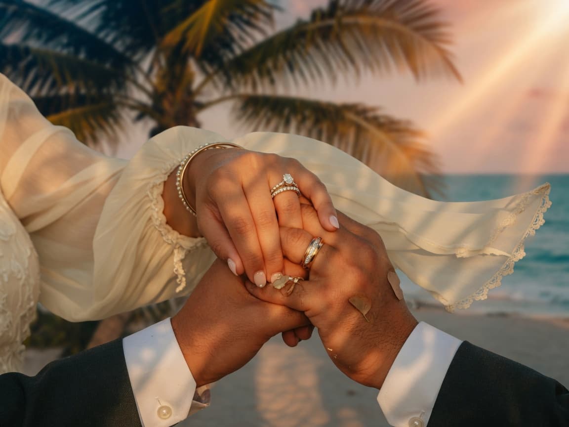 Detalle de boda con luz dorada en South Florida